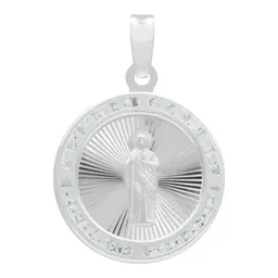 Dije Medalla San Judas Tadeo Plata 925 Diamantado con Zirconia Blanca - Imagen 1