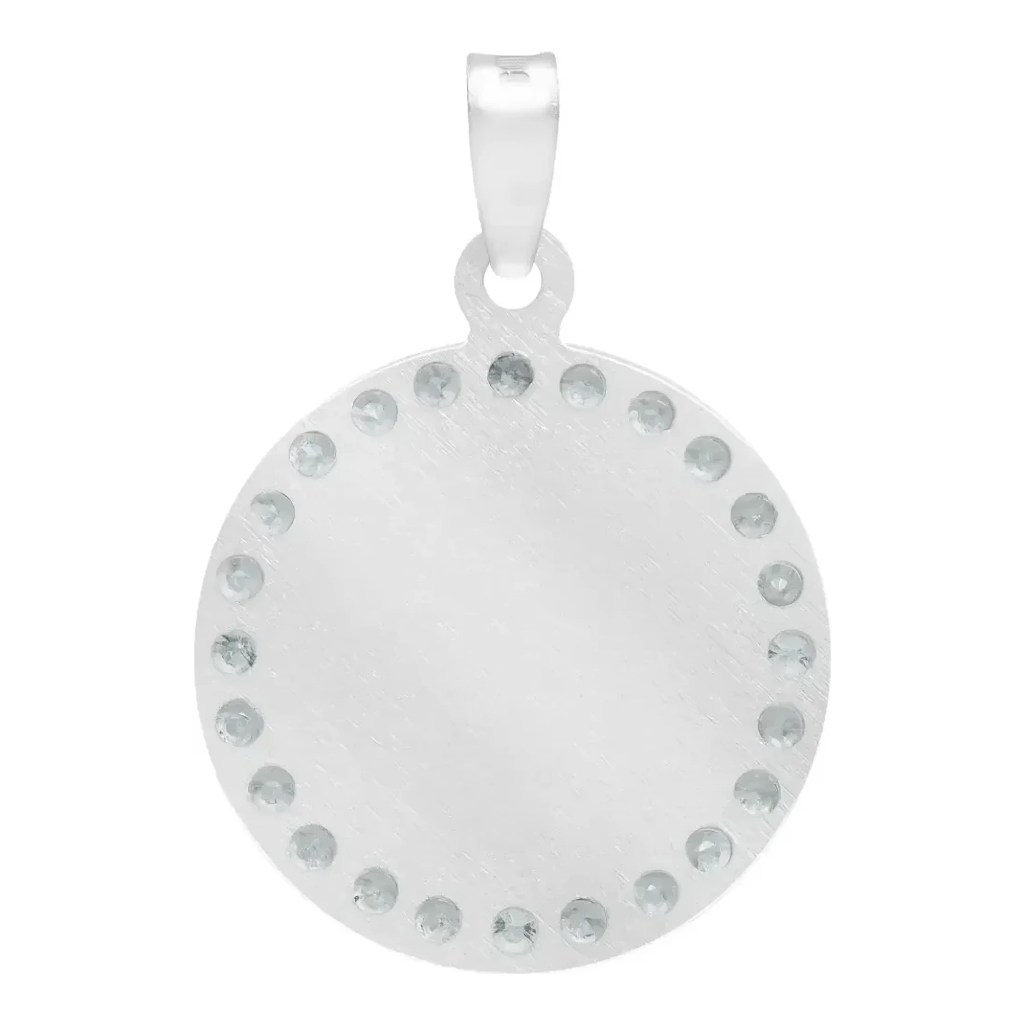 Dije Medalla San Judas Tadeo Plata 925 Diamantado con Zirconia Blanca - Imagen 2