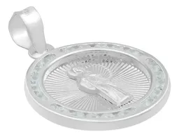 Dije Medalla San Judas Tadeo Plata 925 Diamantado con Zirconia Blanca - Imagen 3