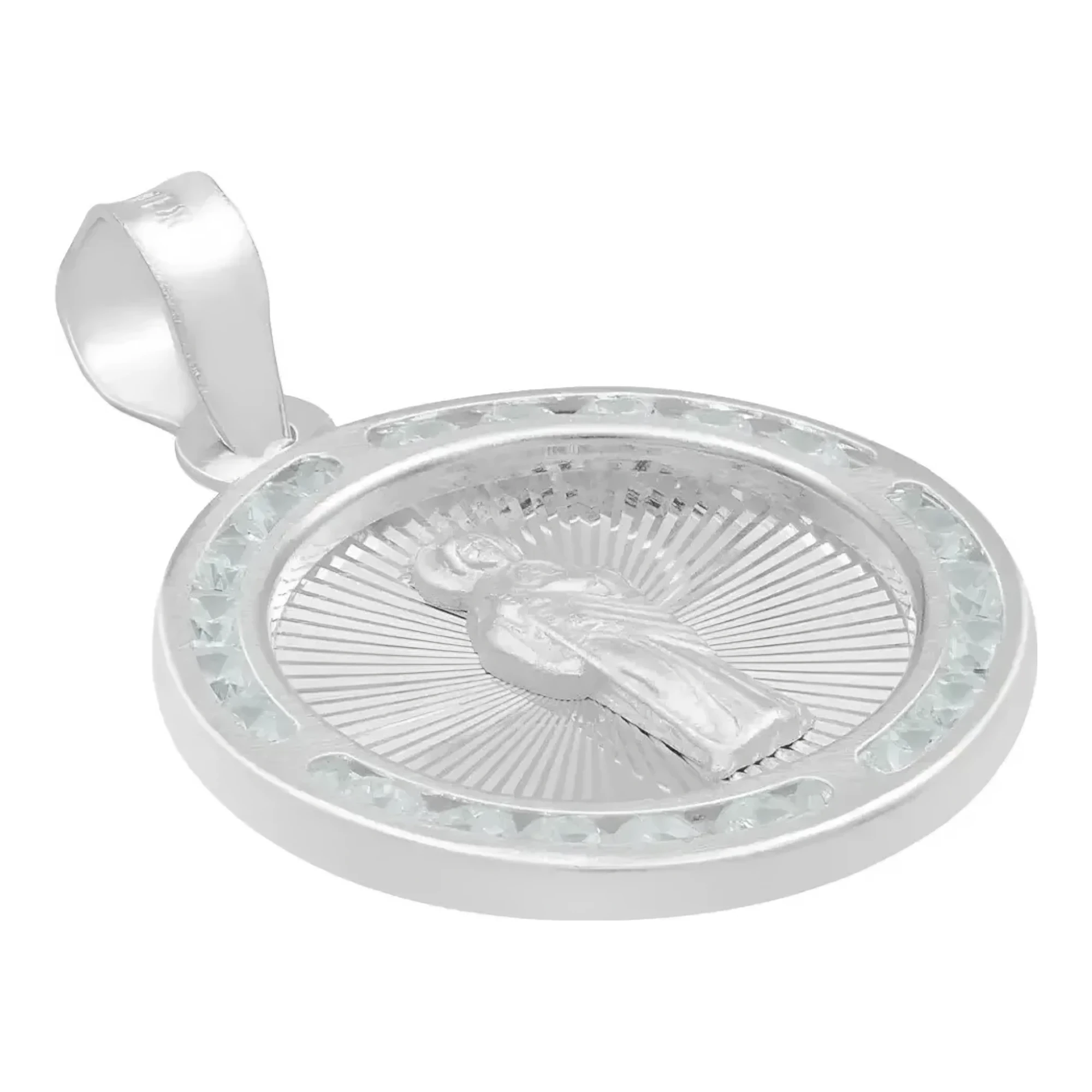 Dije Medalla San Judas Tadeo Plata 925 Diamantado con Zirconia Blanca - Imagen 3