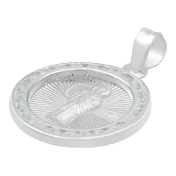 Dije Medalla San Judas Tadeo Plata 925 Diamantado con Zirconia Blanca - Imagen 4