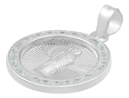 Dije Medalla San Judas Tadeo Plata 925 Diamantado con Zirconia Blanca - Imagen 4