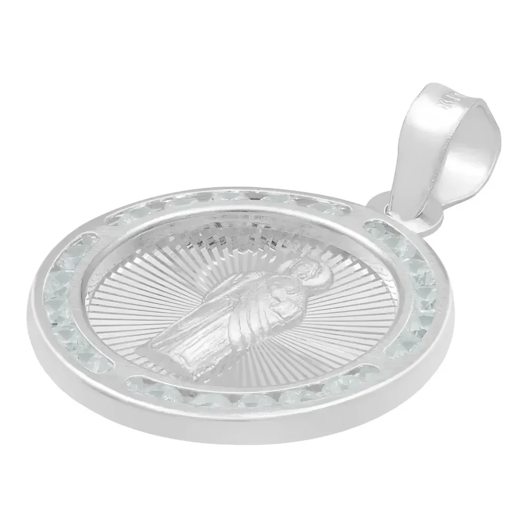 Dije Medalla San Judas Tadeo Plata 925 Diamantado con Zirconia Blanca - Imagen 4