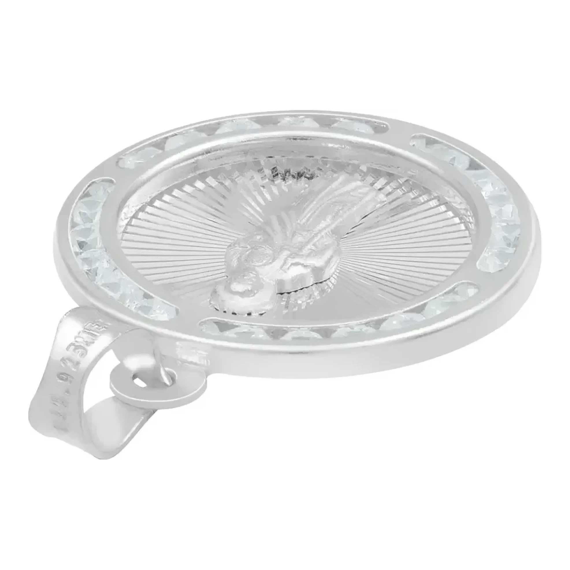 Dije Medalla San Judas Tadeo Plata 925 Diamantado con Zirconia Blanca - Imagen 5