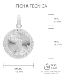 Dije Medalla San Judas Tadeo Plata 925 Diamantado con Zirconia Blanca - Imagen 7
