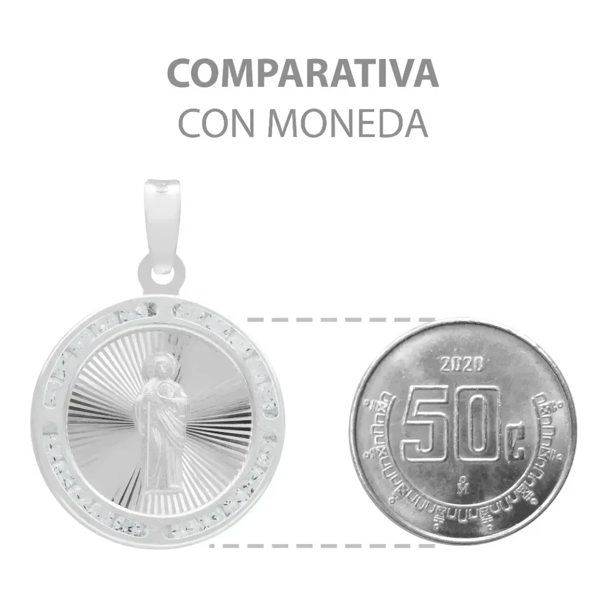 Dije Medalla San Judas Tadeo Plata 925 Diamantado con Zirconia Blanca - Imagen 8