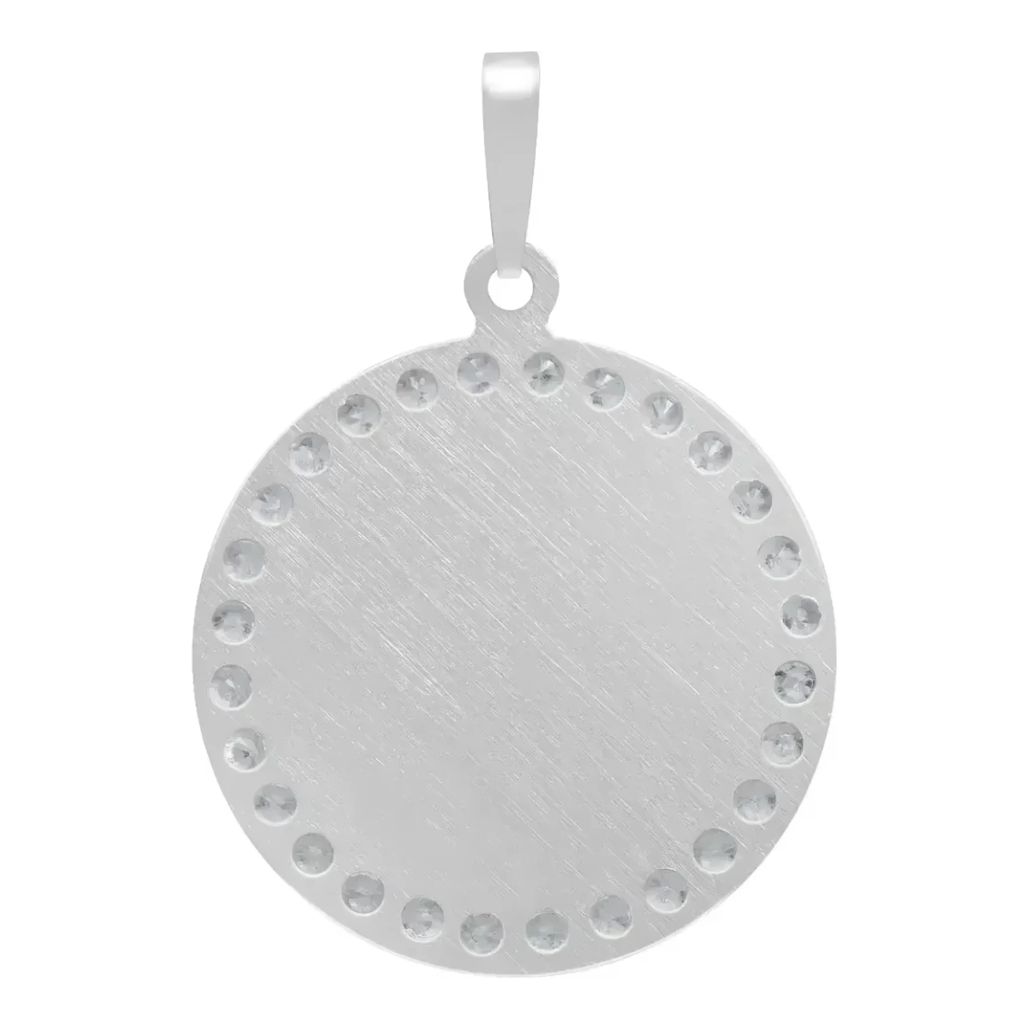 Dije Medalla San Judas Tadeo Plata .925 Diamantado con Zirconias - Imagen 2