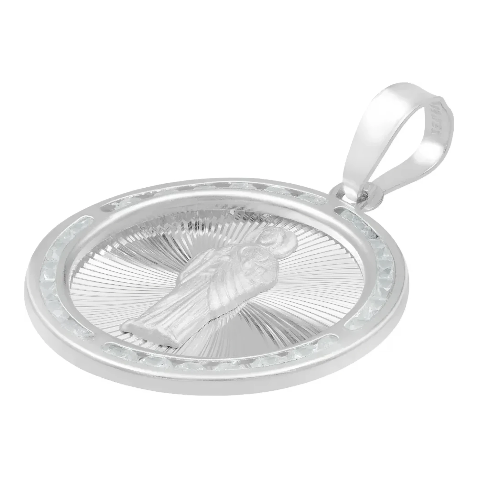 Dije Medalla San Judas Tadeo Plata .925 Diamantado con Zirconias - Imagen 4