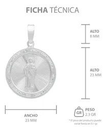 Dije Medalla San Judas Tadeo Plata .925 Diamantado con Zirconias - Imagen 7