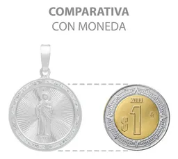 Dije Medalla San Judas Tadeo Plata .925 Diamantado con Zirconias - Imagen 8