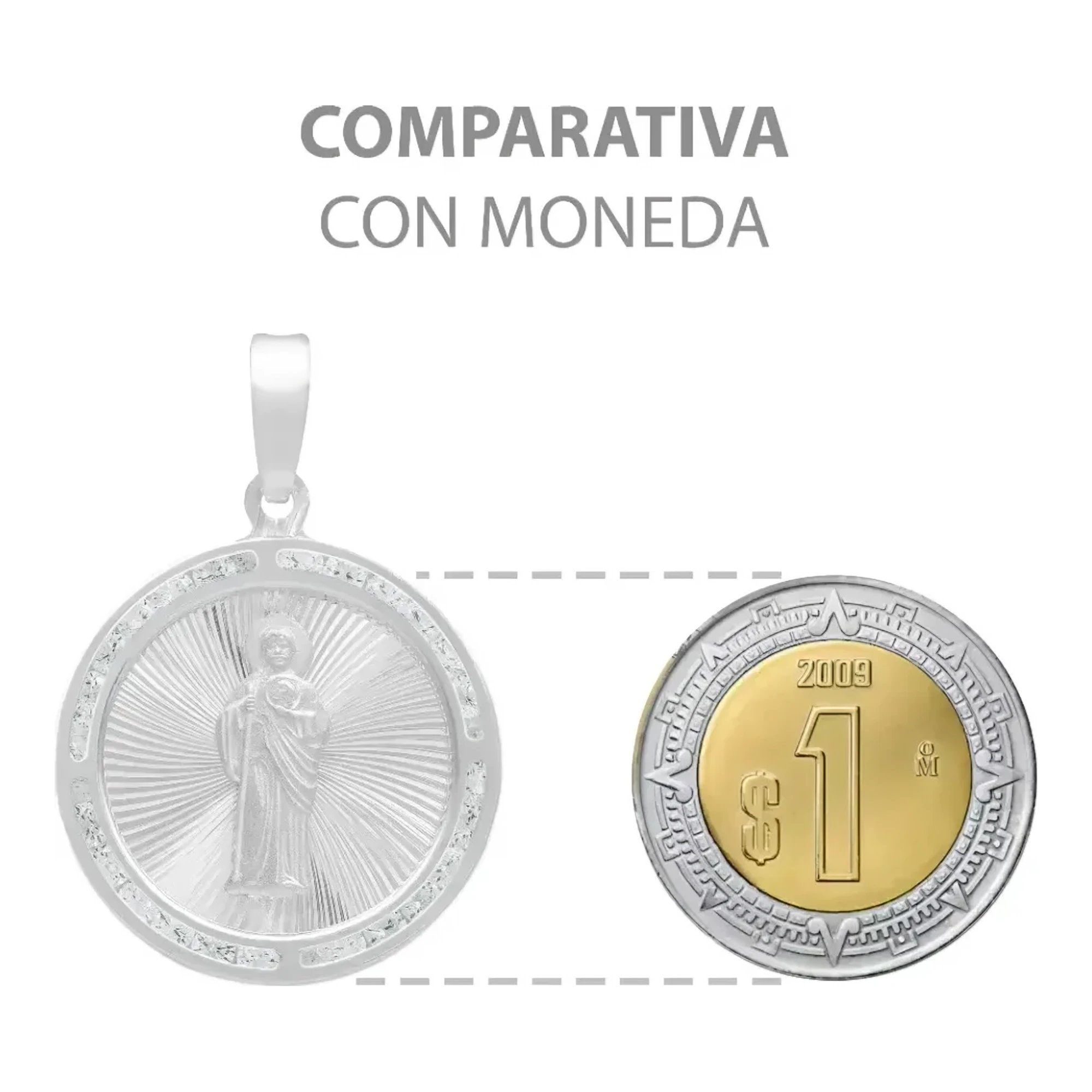 Dije Medalla San Judas Tadeo Plata .925 Diamantado con Zirconias - Imagen 8