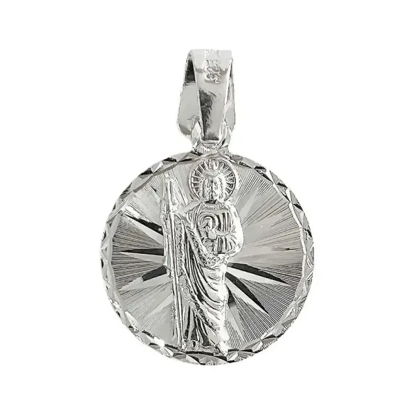 Dije Medalla San Judas Tadeo Plata 925 Diamantado Modelo 2017 - Imagen 1