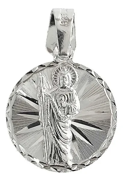 Dije Medalla San Judas Tadeo Plata 925 Diamantado Modelo 2017 - Imagen 1