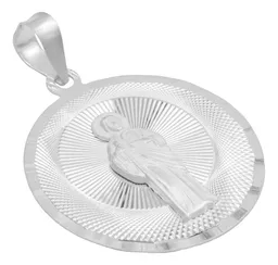 Dije Medalla San Judas Tadeo Plata 925 Diamantado Modelo 2189 - Imagen 2