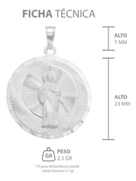 Dije Medalla San Judas Tadeo Plata 925 Diamantado Modelo 2189 - Imagen 6