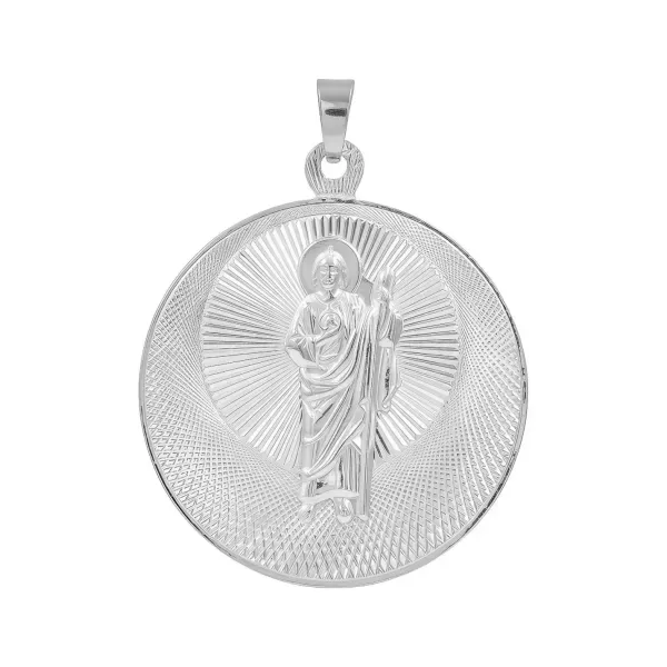 Dije Medalla San Judas Tadeo Plata 925 Diamantado Religioso - Imagen 1