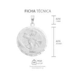 Dije Medalla San Judas Tadeo Plata 925 Diseño Diamantado Redondo - Imagen 6