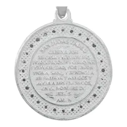 Dije Medalla San Judas Tadeo Plata 925 Doble Vista con Zirconia - Imagen 4