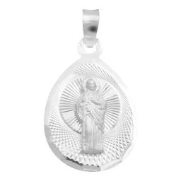 Dije Medalla San Judas Tadeo Plata .925 Gota Diamantada - Imagen 1