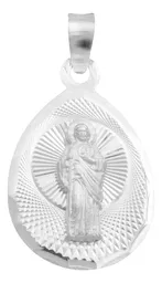 Dije Medalla San Judas Tadeo Plata .925 Gota Diamantada - Imagen 1