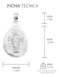 Dije Medalla San Judas Tadeo Plata .925 Gota Diamantada - Imagen 7