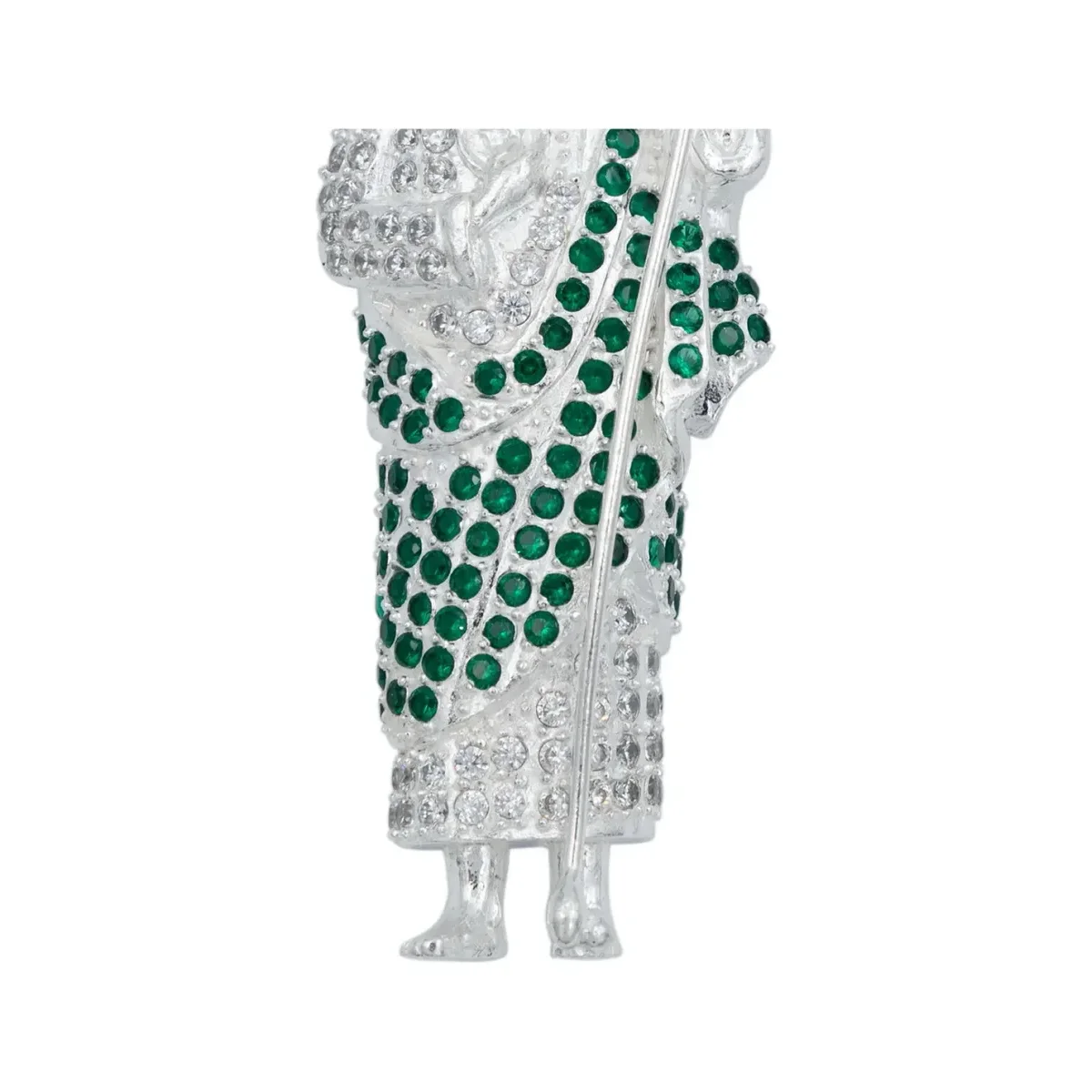 Dije Medalla San Judas Tadeo Plata 925 Grande Zirconia Verde - Imagen 2