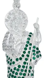 Dije Medalla San Judas Tadeo Plata 925 Grande Zirconia Verde - Imagen 3