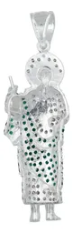 Dije Medalla San Judas Tadeo Plata 925 Grande Zirconia Verde - Imagen 4
