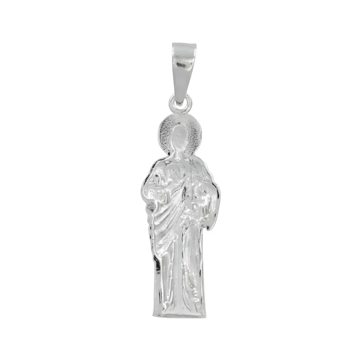 Dije Medalla San Judas Tadeo Plata 925 Liso Modelo 2414 - Imagen 2