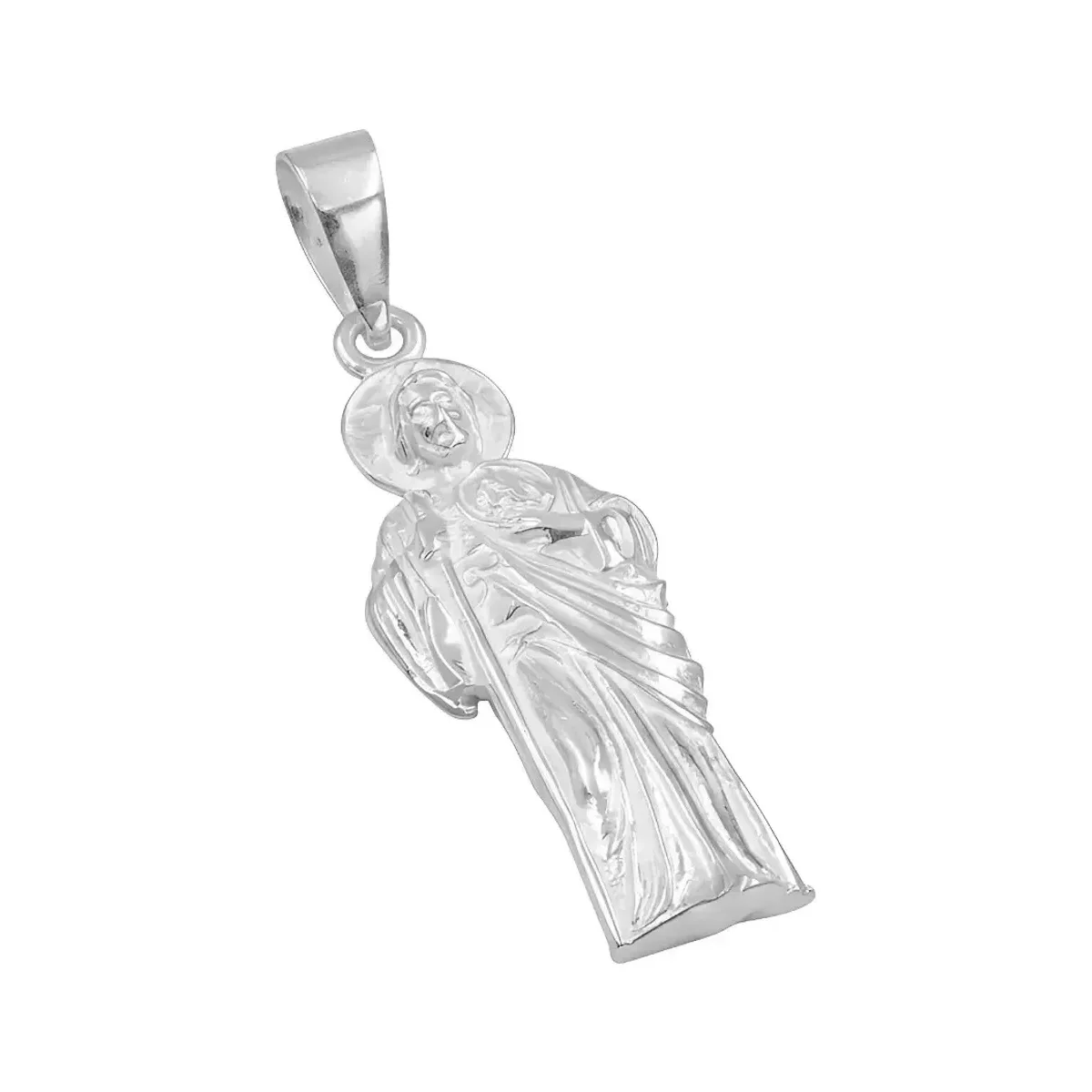 Dije Medalla San Judas Tadeo Plata 925 Liso Modelo 2414 - Imagen 3