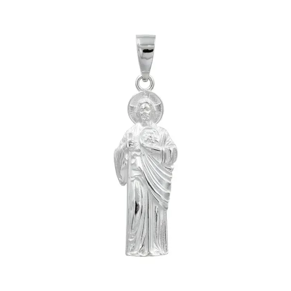 Dije Medalla San Judas Tadeo Plata 925 Liso - Imagen 1