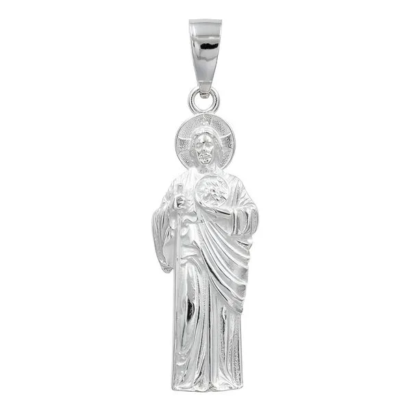 Dije Medalla San Judas Tadeo Plata 925 Liso - Imagen 1
