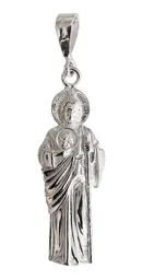 Dije Medalla San Judas Tadeo Plata 999 Liso Protección Espiritual - Imagen 1