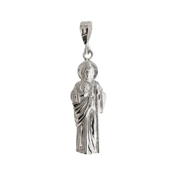 Dije Medalla San Judas Tadeo Plata 925 Liso Protección Espiritual - Imagen 1
