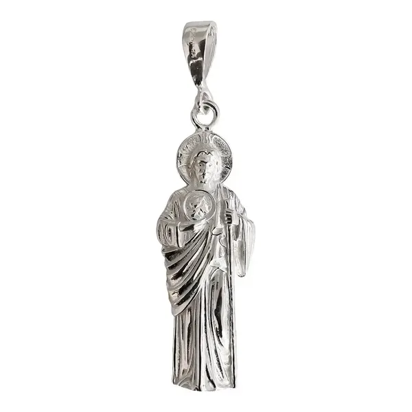 Dije Medalla San Judas Tadeo Plata 925 Liso Protección Espiritual - Imagen 1