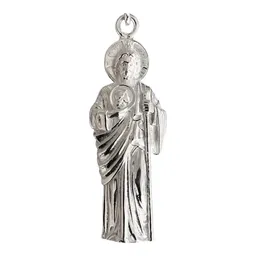 Dije Medalla San Judas Tadeo de Plata .925 Lisa Unisex - Imagen 2