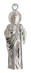 Dije Medalla San Judas Tadeo Plata 999 Liso Protección Espiritual - Imagen 2