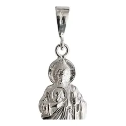 Dije Medalla San Judas Tadeo de Plata .925 Lisa Unisex - Imagen 3