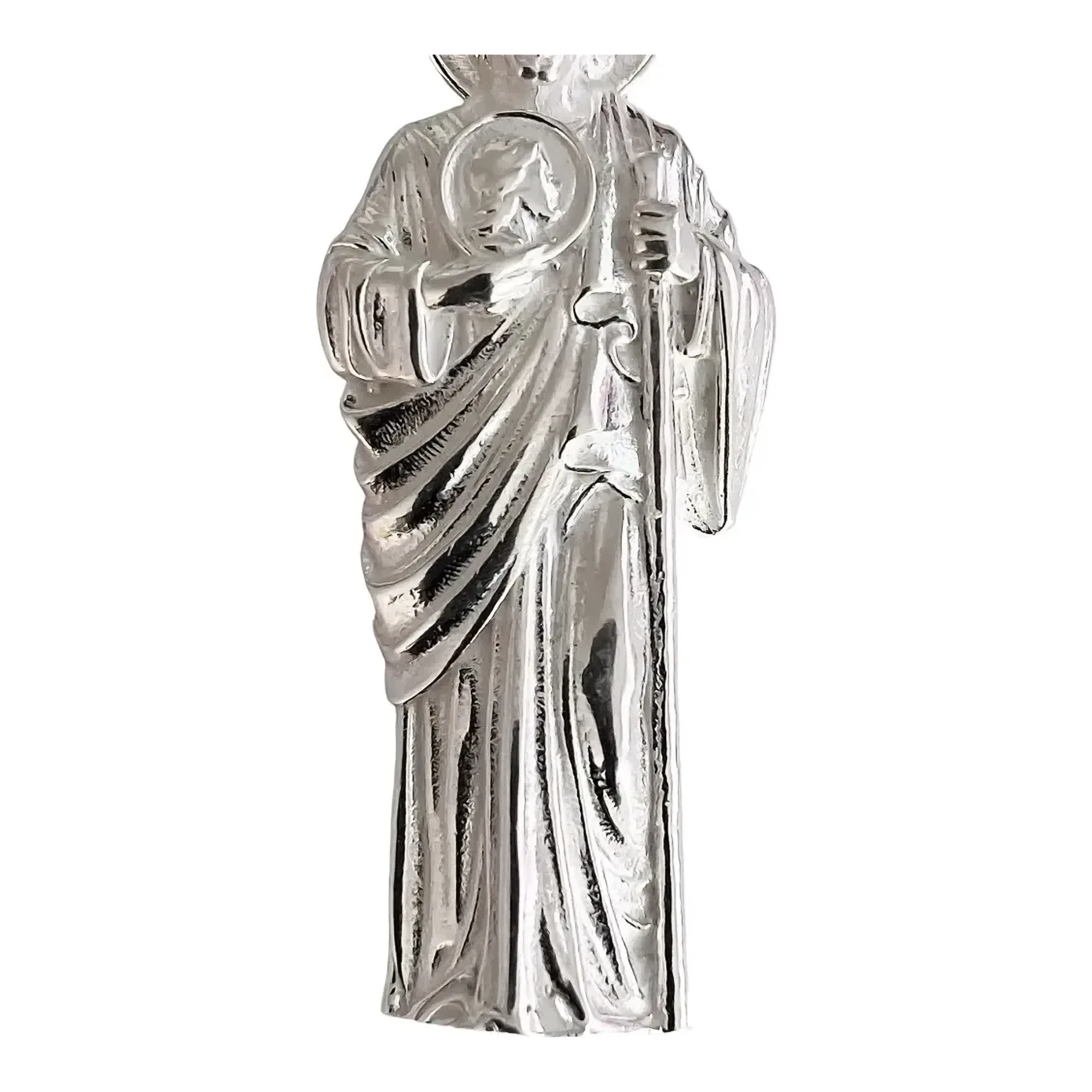 Dije Medalla San Judas Tadeo de Plata .925 Lisa Unisex - Imagen 4
