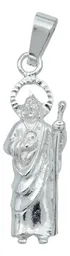Dije Medalla San Judas Tadeo Plata 925 Liso Religioso Unisex - Imagen 1