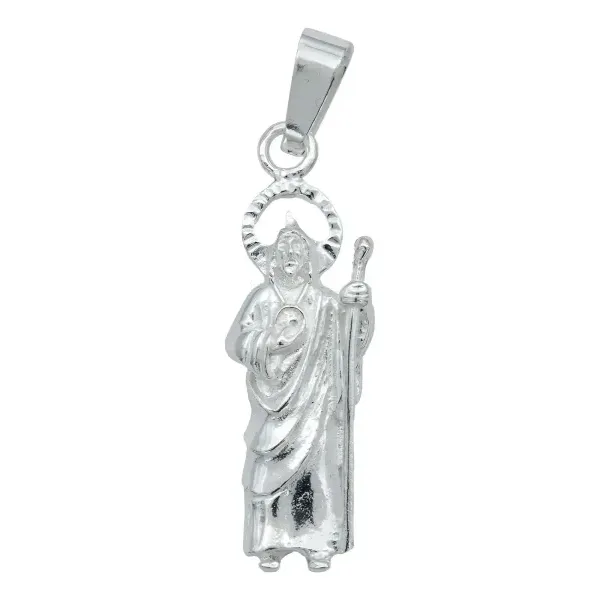 Dije Medalla San Judas Tadeo Plata 925 Liso Religioso Unisex - Imagen 1
