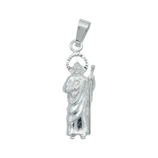 Dije Medalla San Judas Tadeo Plata 925 Liso Religioso Unisex - Imagen 1