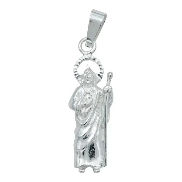 Dije Medalla San Judas Tadeo Plata 925 Liso Religioso Unisex - Imagen 1