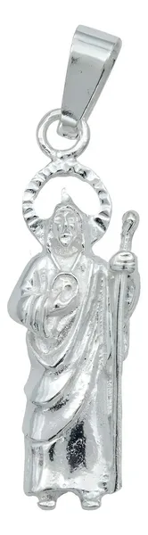 Dije Medalla San Judas Tadeo Plata 925 Liso Religioso Unisex - Imagen 1