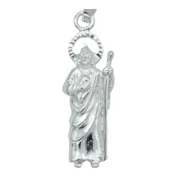 Dije Medalla San Judas Tadeo Plata 925 Liso Religioso Unisex - Imagen 2