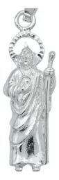 Dije Medalla San Judas Tadeo Plata 925 Liso Religioso Unisex - Imagen 2