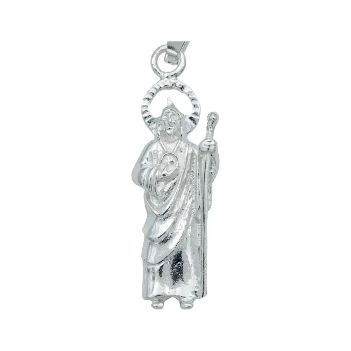 Dije Medalla San Judas Tadeo Plata 925 Liso Religioso Unisex - Imagen 2