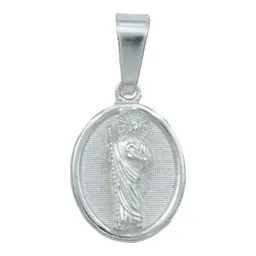 Dije Medalla San Judas Tadeo Plata 925 Miniatura Diamantada - Imagen 1