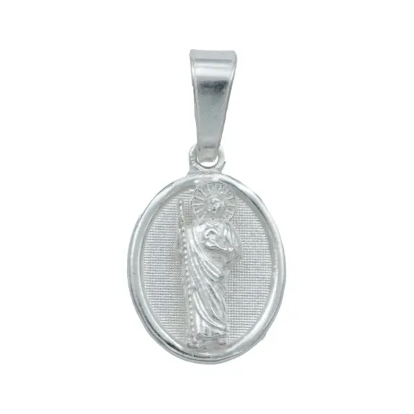 Dije Medalla San Judas Tadeo Plata 925 Miniatura Diamantada - Imagen 1