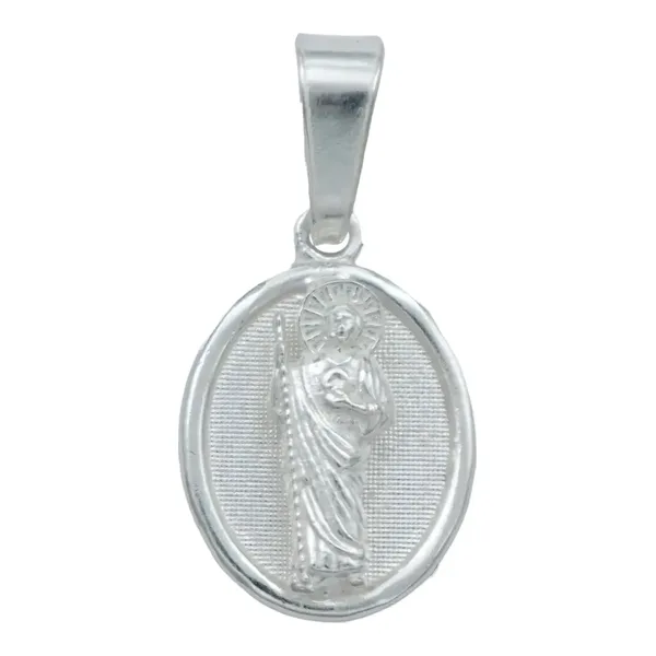 Dije Medalla San Judas Tadeo Plata 925 Miniatura Diamantada - Imagen 1